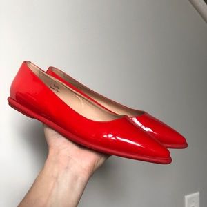 Tod's Orange Patent Leather Pointed Ballet Flats